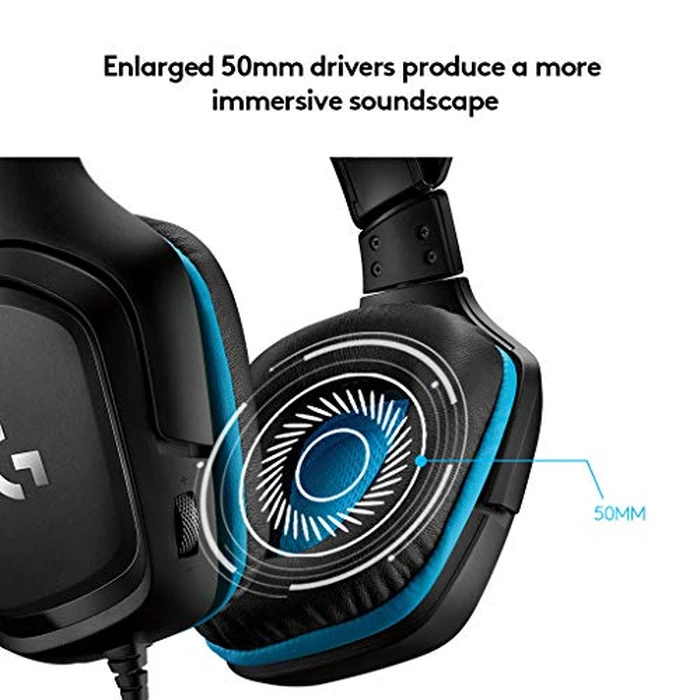 Logitech G432 Wired Gaming Headset, 7.1 Surround Sound, DTS Headphone:X 2.0, Flip-to-Mute Mic, PC (Leatherette) Black/Blue by Logitech G - Image 4