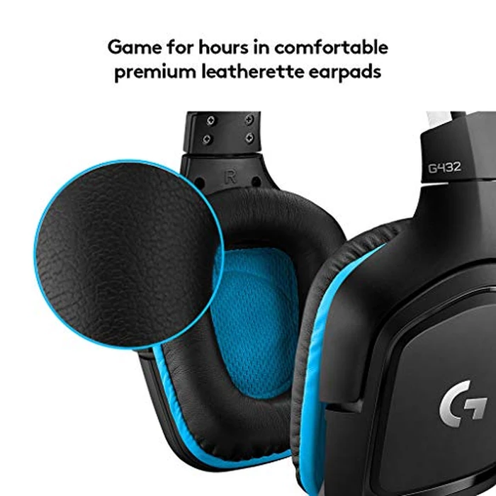 Logitech G432 Wired Gaming Headset, 7.1 Surround Sound, DTS Headphone:X 2.0, Flip-to-Mute Mic, PC (Leatherette) Black/Blue by Logitech G - Image 5