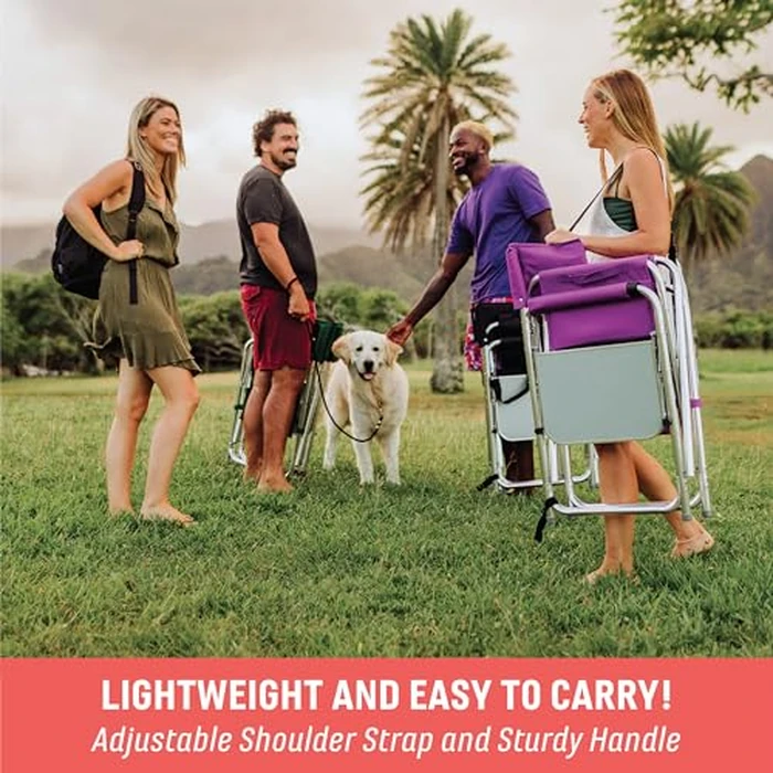 PICNIC TIME Sports Chair with Side Table and Armrest Caddy, Lightweight Aluminum Folding Outdoor Camping Chair for Adults, Portable Director Style Lawn Seating with Pockets & Carry Strap, (Navy Blue) by PICNIC TIME - Image 3