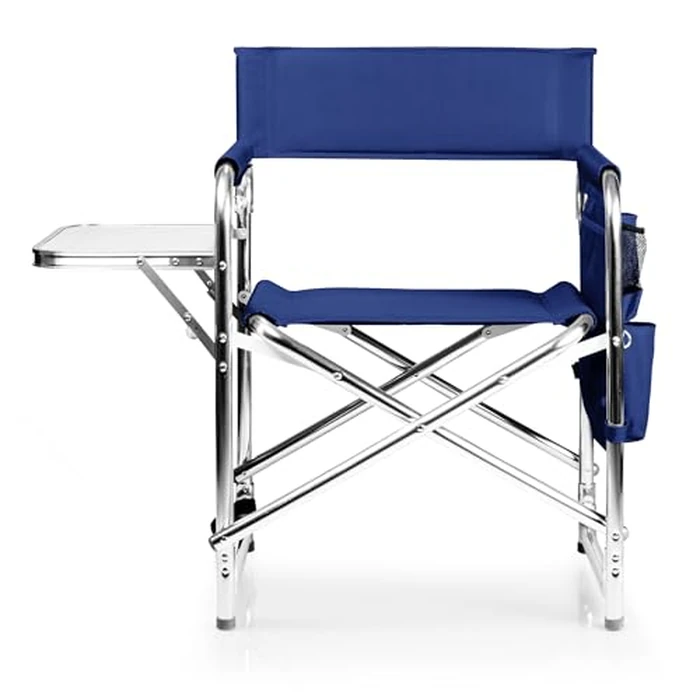 PICNIC TIME Sports Chair with Side Table and Armrest Caddy, Lightweight Aluminum Folding Outdoor Camping Chair for Adults, Portable Director Style Lawn Seating with Pockets & Carry Strap, (Navy Blue) by PICNIC TIME - Image 8