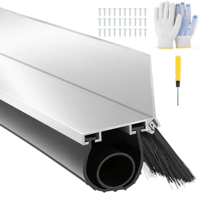 10FT Universal Garage Door Seals Kit，Heavy Duty EPDM U+O Bottom Rubber Weatherproof Seal & Brush with Pre-drilled Aluminum Track，Universal Replacement Stops Rain, Drafts & Pests by FAHKNS - Used - Very Good condition - US$84.64