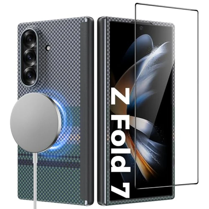 BENKS for Samsung Galaxy Z Fold 7 Case with Screen Protector, MagSafe-Compatible Kevlar Case, Hinge Protection Shockproof Magnetic Phone Case for Z Fold 7, Aurora ArmorAir Grand Combo by BENKS - Used - Acceptable condition
