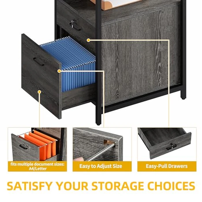 DWVO U Shaped Desk with Drawers, 79" Reversible L Shaped Desk with Power Outlets & LED Lights, Corner Computer Desk with Monitor Stand & Storage Shelves, Grey by DWVO - Image 5