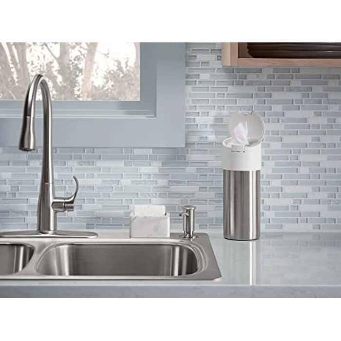 KOHLER 1895-C-VS Kitchen Sink Soap Dispenser with Contemporary Design, Store Liquid Soap, Dishwasher Liquid, or Hand Lotion, Vibrant Stainless, 16oz by Kohler - Image 4