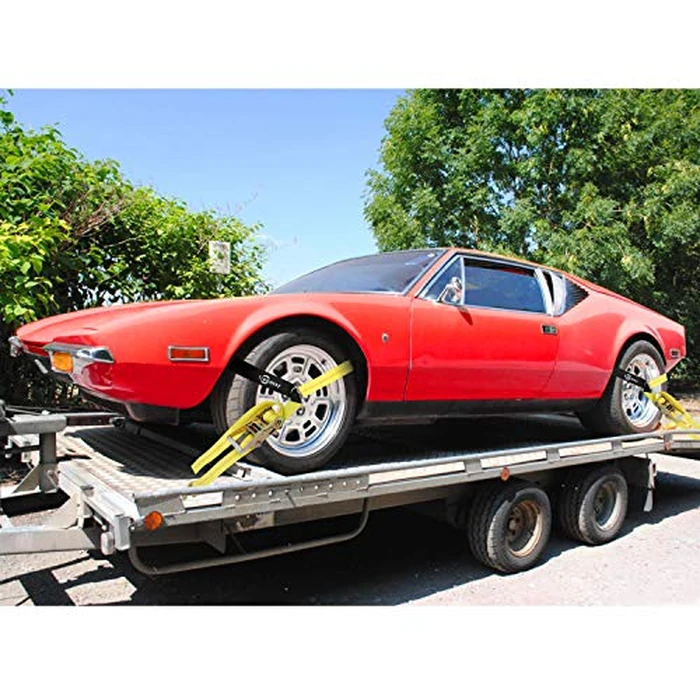 Trekassy 2in x 12ft Car Tie Down Straps for Trailers Heavy Duty, 10000lbs Break Strength, 4 Pack Steel Ratchet, 4 Adjustable Car Hauler Straps, 4 Axle Straps by Trekassy - Image 6