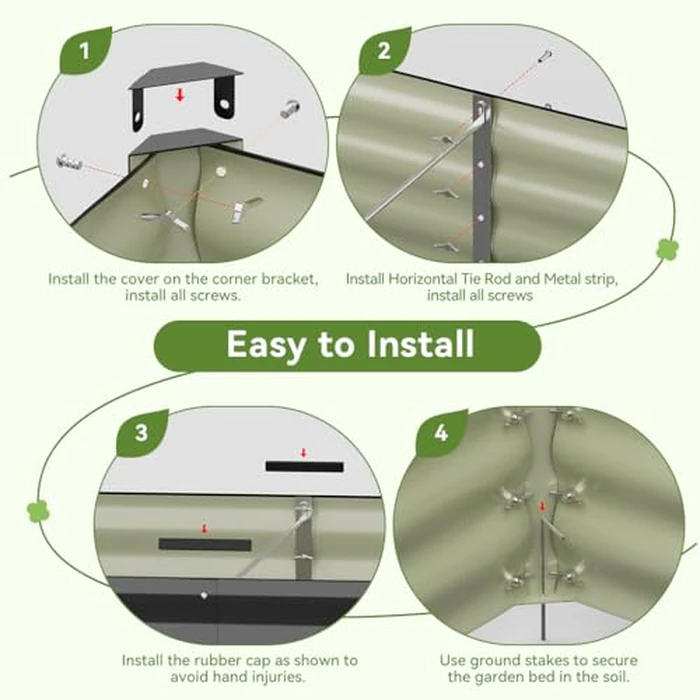 COMHOMA Raised Garden Bed 6x3x2ft,Galvanized Metal Planter Box Kit for Outdoor Gardening,Large Vegetable Flower Growing Beds with Gloves Tools,Black by COMHOMA - Image 7