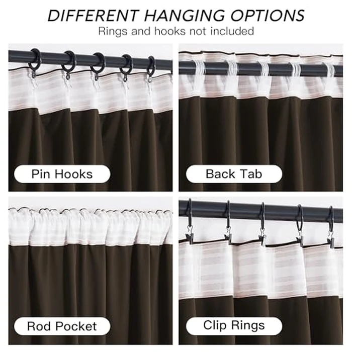 RYB HOME Brown Blackout Curtains 96 inches Long Velvet, Room Darkening Thermal Insulated Drapes with Hook Belt for Bedroom Home Theater, W 52 x L 96 inches, 2 Panels Set by RYB HOME - Image 4