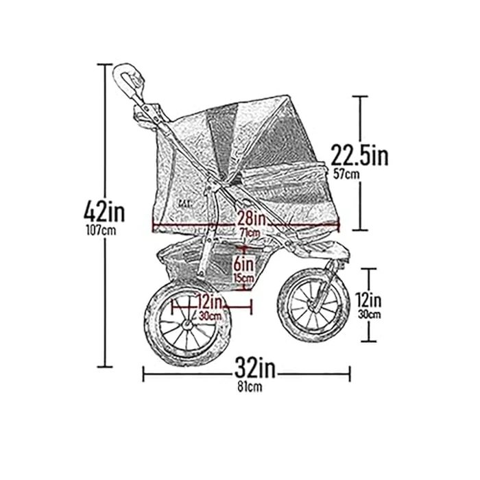 Pet Gear No-Zip Jogger Pet Stroller for Cats/Dogs, Zipperless Entry, Airless Tires, Easy One-Hand Fold, Cup Holder + Storage Basket, Hunter by PET GEAR INC - Image 2