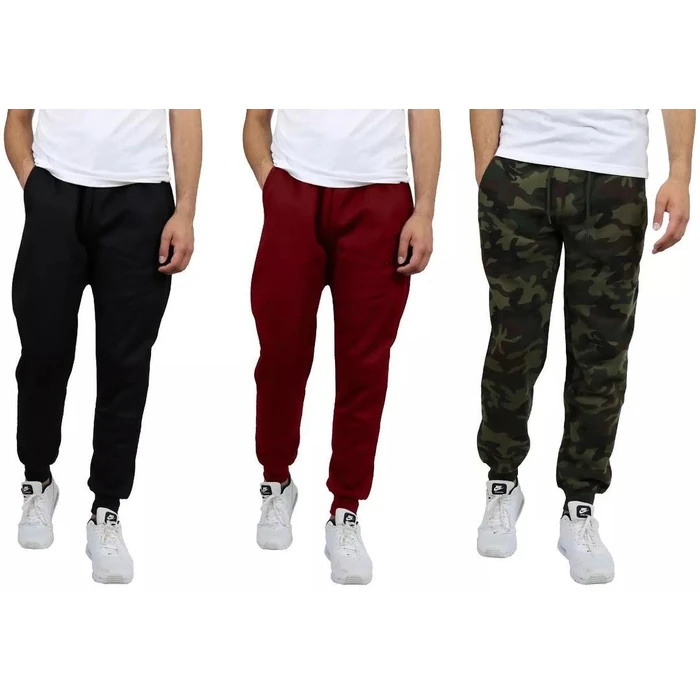 Blue Ice Men's Modern Fit Fleece Jogger Sweatpants Large (3-Pack) - Black-Burgundy-Woodland by Blue Ice - Refurbished - Brand New condition