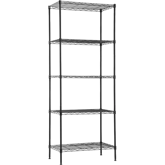 14" Dx24" Wx60" H Wire Shelving Unit Metal Commercial Shelf with 5 Tier Layer Rack Strong Steel for Restaurant Garage Pantry Kitchen Garage，Black by FDW - Used - Very Good condition - US$34.99
