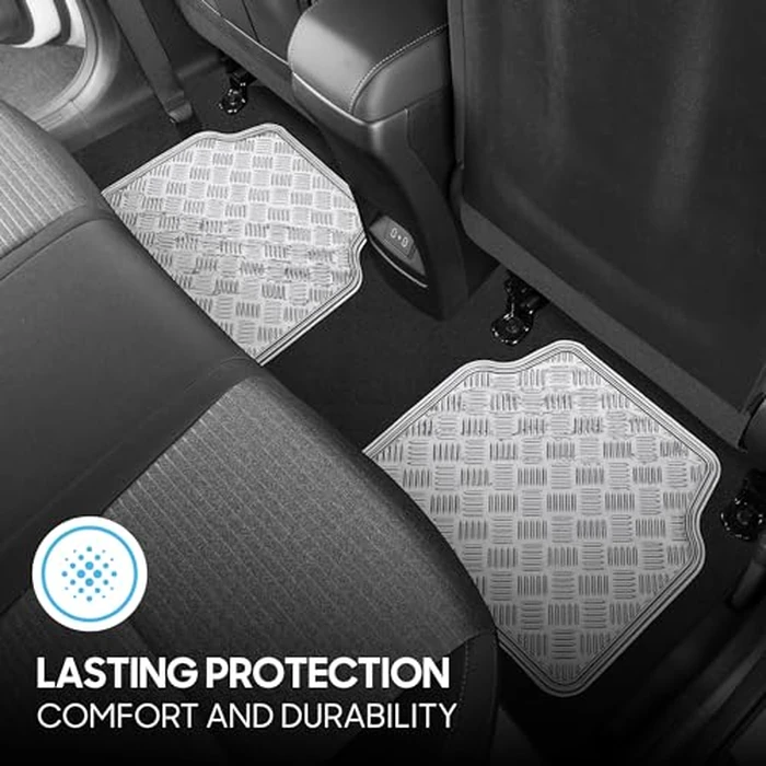 BDK Metallic Chrome Car Floor Mats All Weather Versatile Fit Automotive Floor Mats for Cars SUVs, Floor Mat for Trucks, Car Mats Full Set Front & Rear, Non-Slip Shiny Durable Heavy Duty - Silver by BDK - Image 5