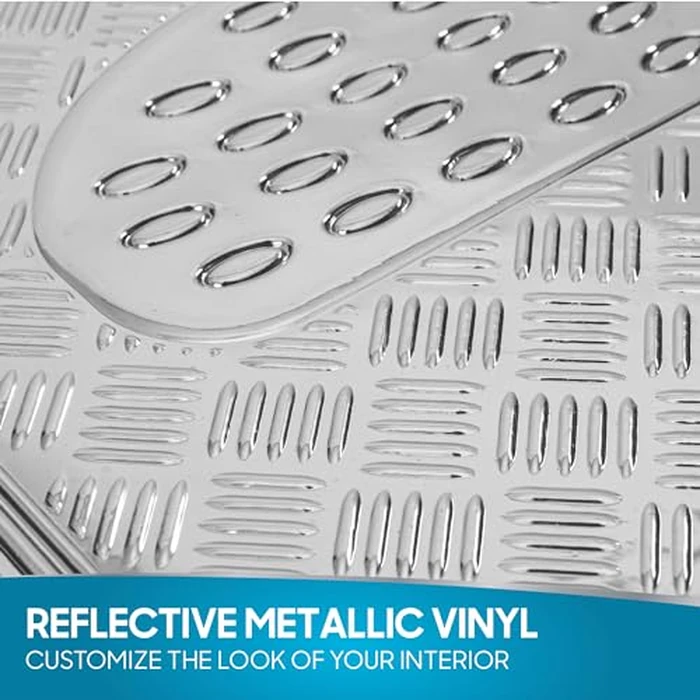 BDK Metallic Chrome Car Floor Mats All Weather Versatile Fit Automotive Floor Mats for Cars SUVs, Floor Mat for Trucks, Car Mats Full Set Front & Rear, Non-Slip Shiny Durable Heavy Duty - Silver by BDK - Image 7