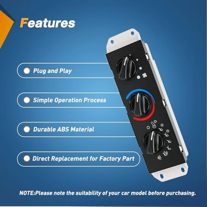 Nilight A/C Heater Climate Control Module Switch Panel Compatible with 1999 2000 2001 Jeep Wrangler TJ 2002 2003 2004 Wrangler TJ Right Hand Driver Truck Replacement Air Conditioning Panel by Nilight - Image 6