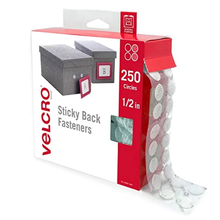 VELCRO Brand Dots with Adhesive | 250pk, White | Small 1/2 Inch Circles | Sticky Back Round Dots for Secure Mounting in Office, School or Home (VEL-30867-AMS) by VELCRO Brand - Image 1