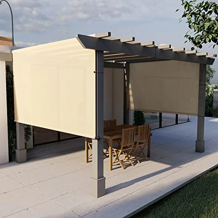 E&K Sunrise 8'Wx16'L Pergola Shade Cover with Weighted Rods & Grommets, Outdoor Sun Shade Cloth Canopy Replacement Cover UV Block for Patio Porch Deck Backyard (Beige) by E&K - Used - Very Good condition - US$50.69