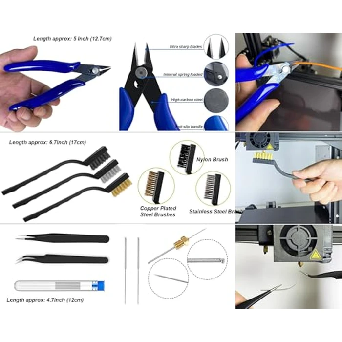 124Pcs 3D Printing Accessory Tools with Tool Bag for 3D Printer Modeler Basic Tools Diverse 3D Print Nozzle Cleaning Kit Mini Rotary Tool 3D Printer Tools for Remove/Trim and Finish 3D Print by AEORUM - Image 4