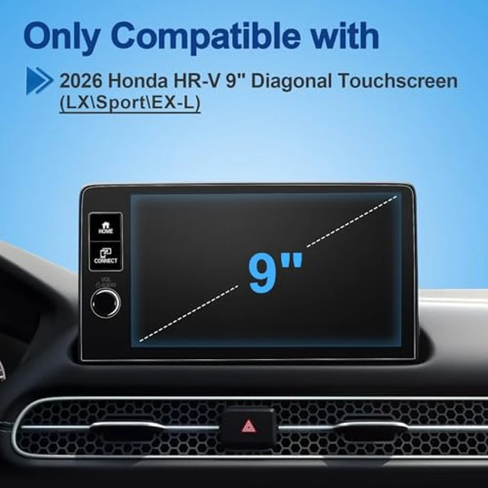Coleya Anti-Glare Matte 2026 HR-V Screen Protector, for Honda HR-V (LX/Sport/EX-L) 9-inch Color Touchscreen, 9H Tempered Glass 2026 HRV Accessories HD&Anti-Fingerprint 9" by Coleya - Image 2