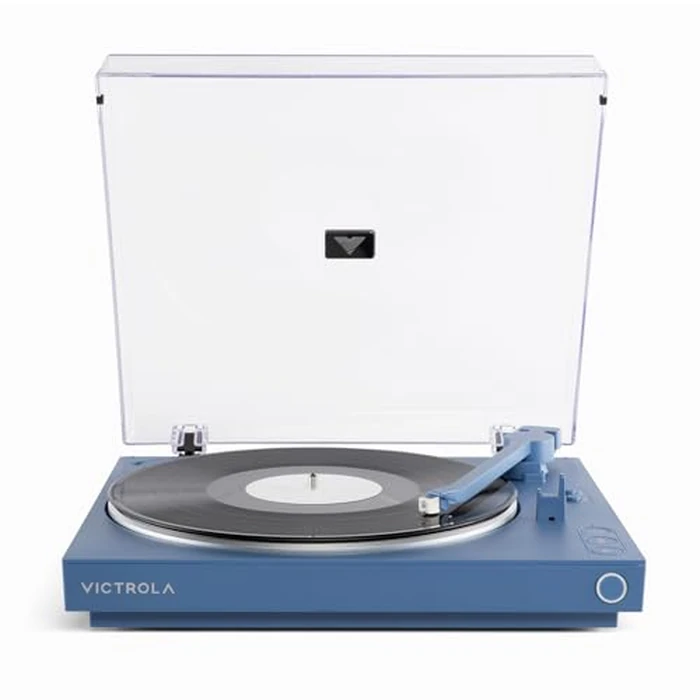 Victrola Fully Automatic Bluetooth Turntable w Audio Technica ATN3600L Cartridge, Automatic Repeat Function, 2-Speed Vinyl Record Player, Wireless Bluetooth Streaming, Preamp & Aluminum Platter Blue by Victrola - Used - Acceptable condition