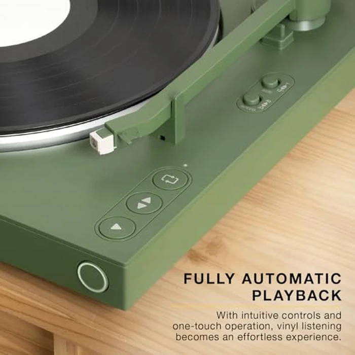 Victrola Fully Automatic Bluetooth Turntable w Audio Technica ATN3600L Cartridge, Automatic Repeat Function, 2-Speed Vinyl Record Player, Wireless Bluetooth Streaming, Preamp & Aluminum Platter Blue by Victrola - Image 3