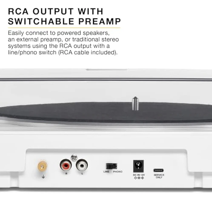 Victrola Fully Automatic Bluetooth Turntable w Audio Technica ATN3600L Cartridge, Automatic Repeat Function, 2-Speed Vinyl Record Player, Wireless Bluetooth Streaming, Preamp & Aluminum Platter Blue by Victrola - Image 7