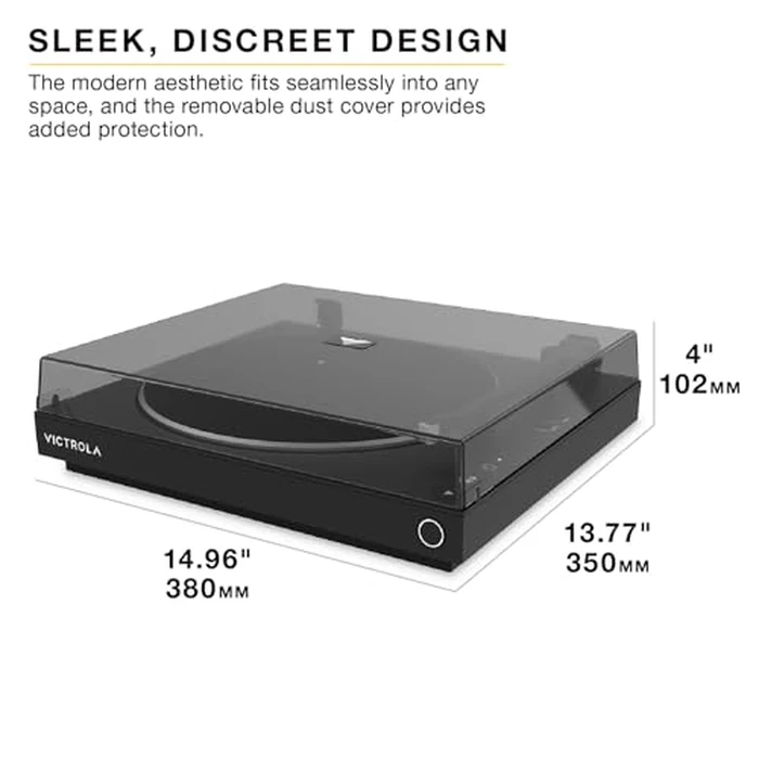Victrola Fully Automatic Bluetooth Turntable w Audio Technica ATN3600L Cartridge, Automatic Repeat Function, 2-Speed Vinyl Record Player, Wireless Bluetooth Streaming, Preamp & Aluminum Platter Blue by Victrola - Image 8