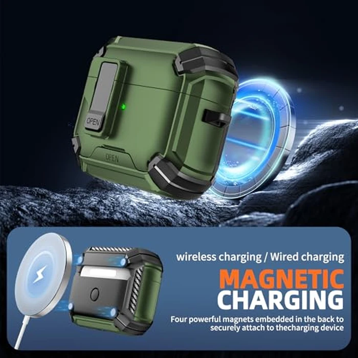 Inesore for AirPods Pro 3 Case Cover (2025), Magnetic Automatic Lock with Phone Stand & Cleaning Kit & Keychain, Compatible with AirPods Pro 3nd Generation Magsafe Case -Dark Green by Inesore - Image 6