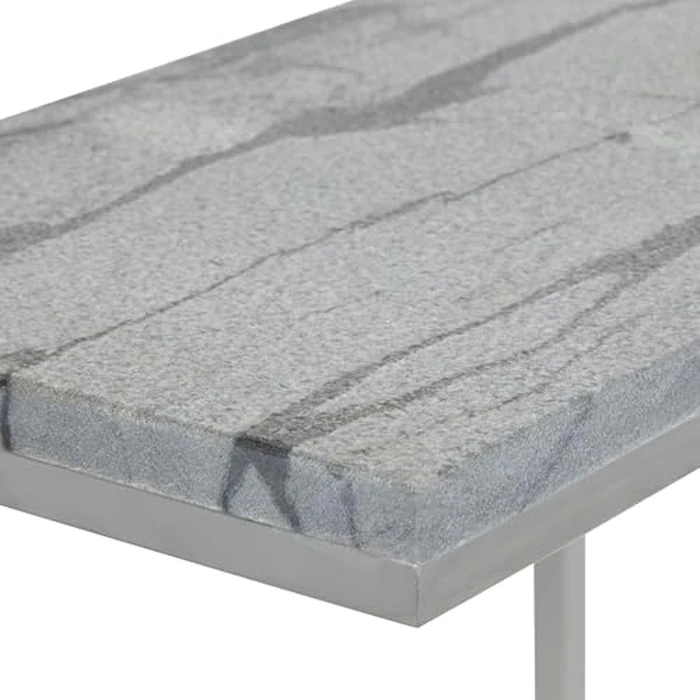 OSP Home Furnishings C-Table, Set of 2, Solid Grey Marble Top with Chrome Metal Base by OSP Home Furnishings - Image 4