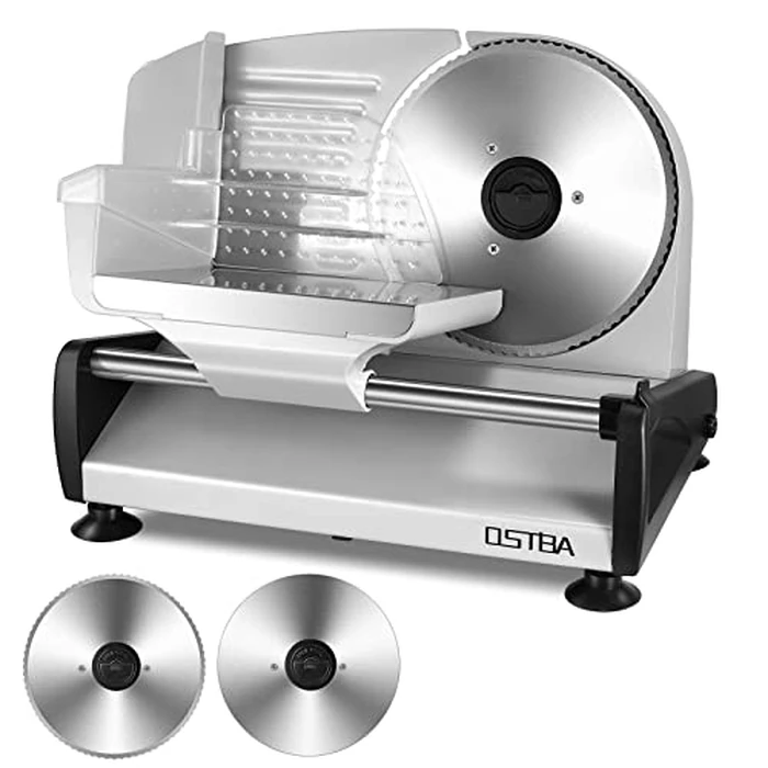 Meat Slicer 200W Electric Deli Food Slicer with 2 Removable 7.5" Stainless Steel Blade, Adjustable Thickness for Home Use, Child Lock Protection, Easy to Clean, Cuts Meat, Bread and Cheese by OSTBA - Used - Very Good condition - US$89.18