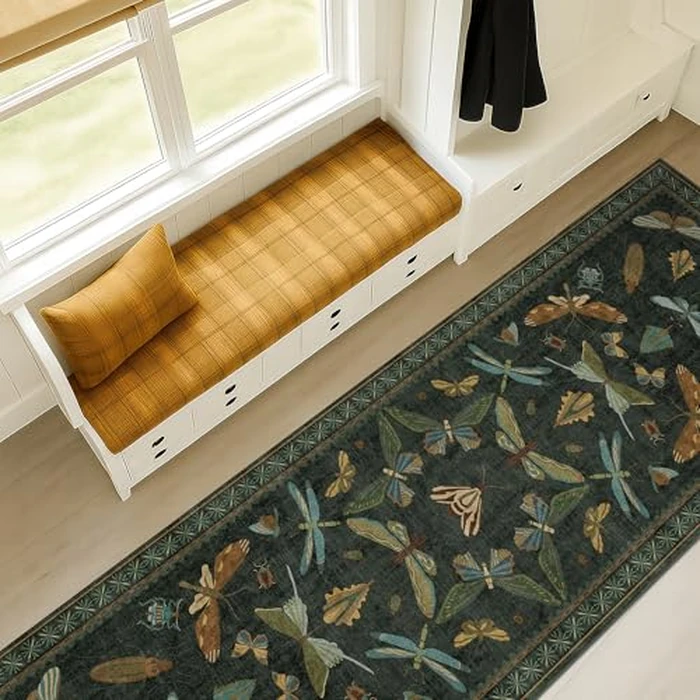 Hazo Haus 8 ft Long Hallway Runner Rug - Boho Green Rug for Kitchen Floor, Entrance Indoor, Washable Wide Runner Non Slip, Dark Green 2'6''x8' by Hazo Haus - Image 8