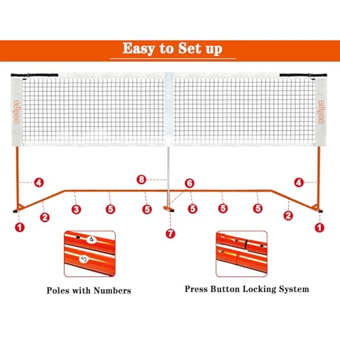 Portable Pickleball Net with Free Stand Frame for Indoor or Outdoor, Official Size 22 x 3ft w/Carrying Bag by Zdgao - Image 6