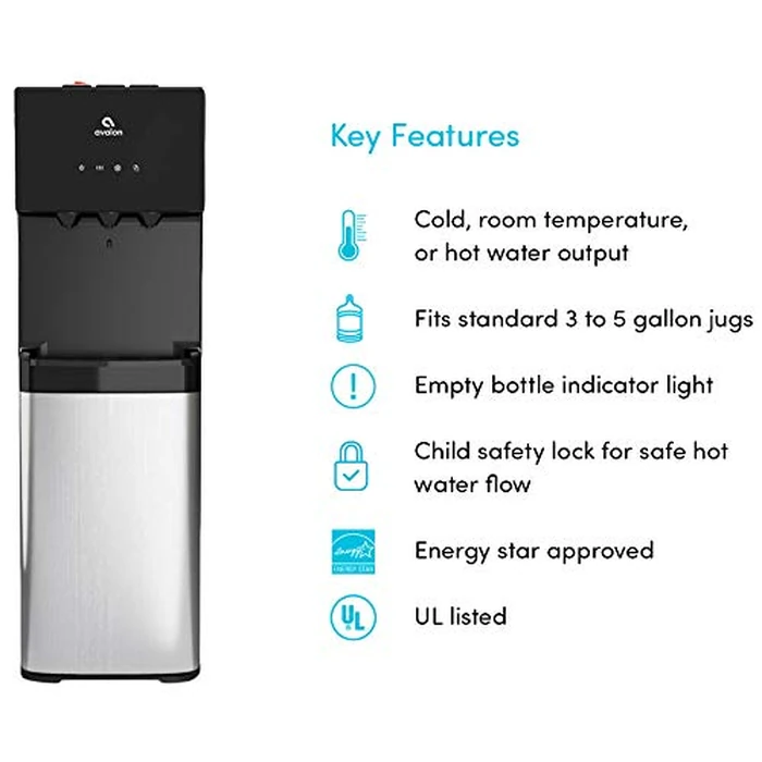 Avalon A4BLWTRCLR Bottom Loading Water Cooler Water Dispenser - 3 Temperature Settings - Hot, Cold & Room Water, Durable Stainless Steel Cabinet, Bottom Loading - UL/Energy Star Approved by Avalon - Image 2