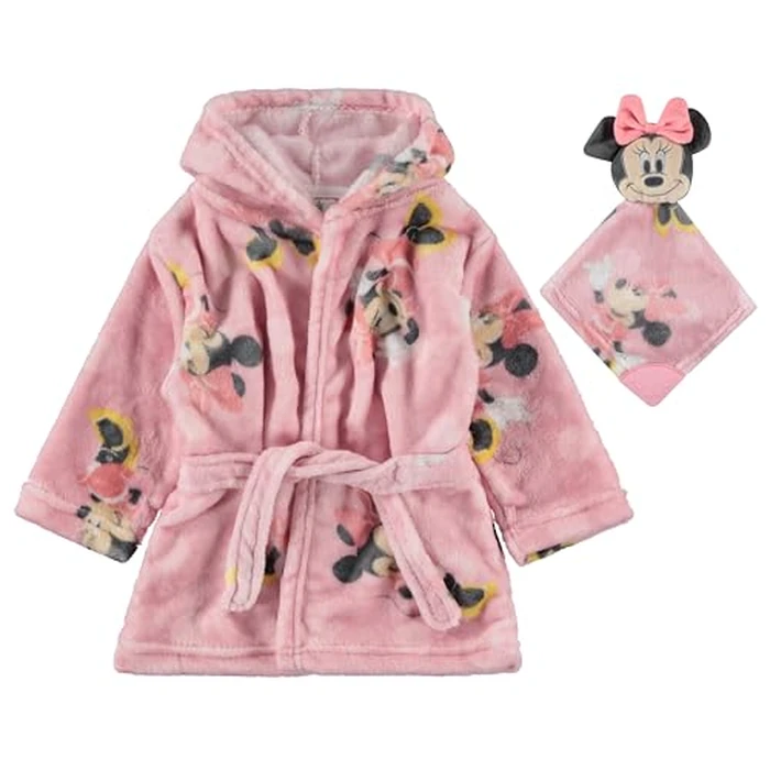 Disney Baby and Infant Bath Robe with Hood and Baby Beach Cover Up for Boys and Girls includes toy plush lovie attachment 0-9 Months by Disney - Used - Like New condition - US$16.75
