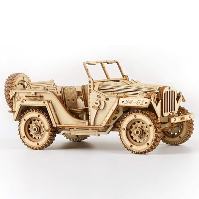 ROKR 3D Wooden Puzzle Scale Model Car -Self Building Vehicle Kits-Brain Teaser Toys- Birthday/Christmas Gift for Adults on (Army Jeep) by ROKR - Used - Like New condition