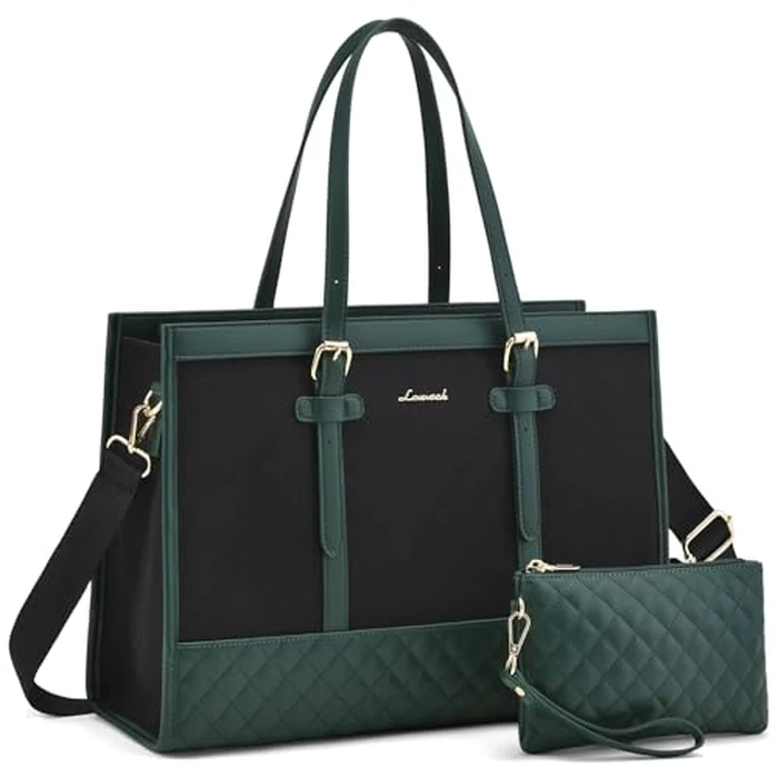 LOVEVOOK Laptop Bag for Women 15.6 inch Canvas Laptop Tote Bag, Large Capacity Work Bags with Clutch Purse, Computer Bags Office Business Briefcase, Casual Handbag for Travel College Teacher by LOVEVOOK - Used - Very Good condition - US$23.64