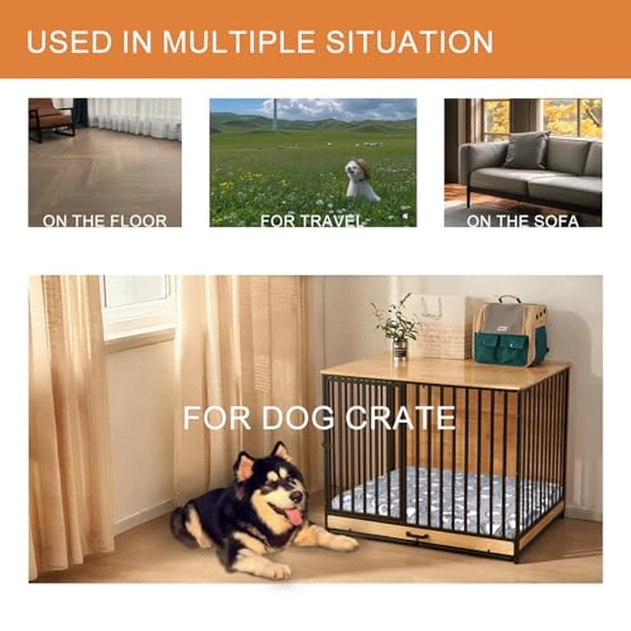 VANKEAN Reversible Cool and Warm Dog Bed Mat for Crates - Stylish Pad With Waterproof Inner Linings and Removable Machine Washable Cover, Firm Support for Small to XX-Large Dogs, Grey by VANKEAN - Image 6