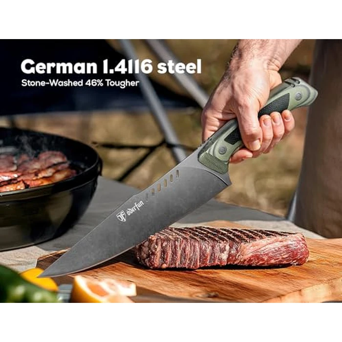 8 Inch Professional Chef Knife, Ultra Sharp Kitchen Knife with G10 Handle,Full Tang, Gyuto Style for Home Cooking and Outdoor BBQ, for Men and Women by ODERFUN - Image 2