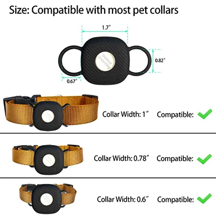 Dog Silicone Collar Holder for Samsung SmartTag/Smart Tag+Plus/Tile Mate, Companion of Finder Tracker Locator Case for Pet Cat Necklace Buddy, Android GPS Devices Accessories Secure Holder (4 Pack) by ThingsBag - Image 7