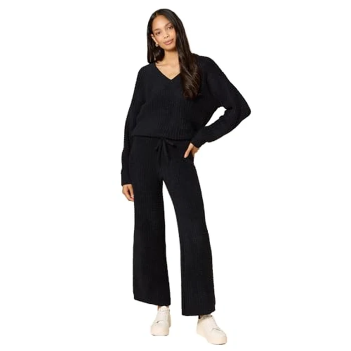 Softies Waffle Marshmallow V-Neck Lounge Set for Women - Ultra Soft 2-Piece Loungewear with Long Sleeve Top & Pants by Softies - Used - Like New condition - US$118.48