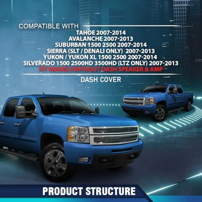 PIT66 TPE Dash Cover Dashboard Panel W/O Dash Speaker & AMP, Compatible with Chevy Avalanche Tahoe Suburban Silverado 2007-2014, Fit GMC Yukon/Yukon XL Sierra 2007-2014 Instrument Panel by PIT66 - Image 2