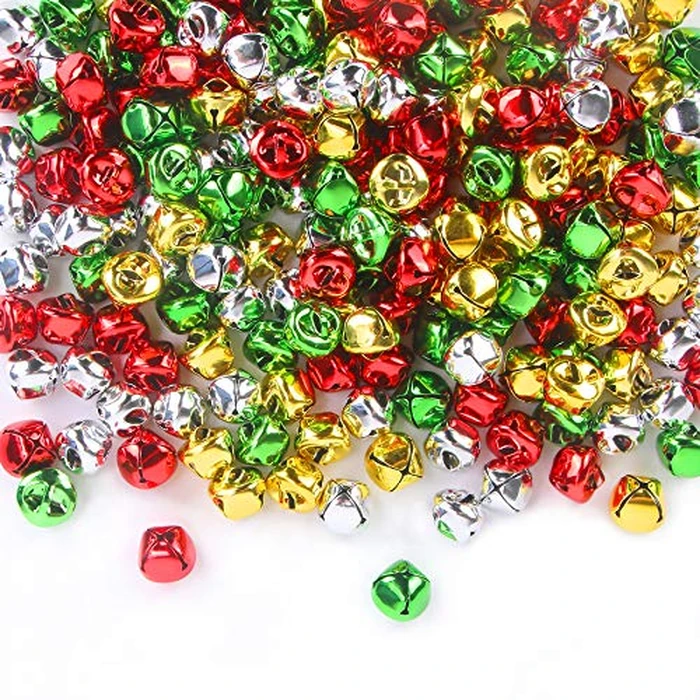 Augshy 200 Pieces Jingle Bells 3/5Inch Craft Bell Bulk for Christmas Home and Pet Decorations Xmas Decor Party Favors Supplies (Red Green Gold Silver) by Augshy - Used - Very Good condition - US$4.87