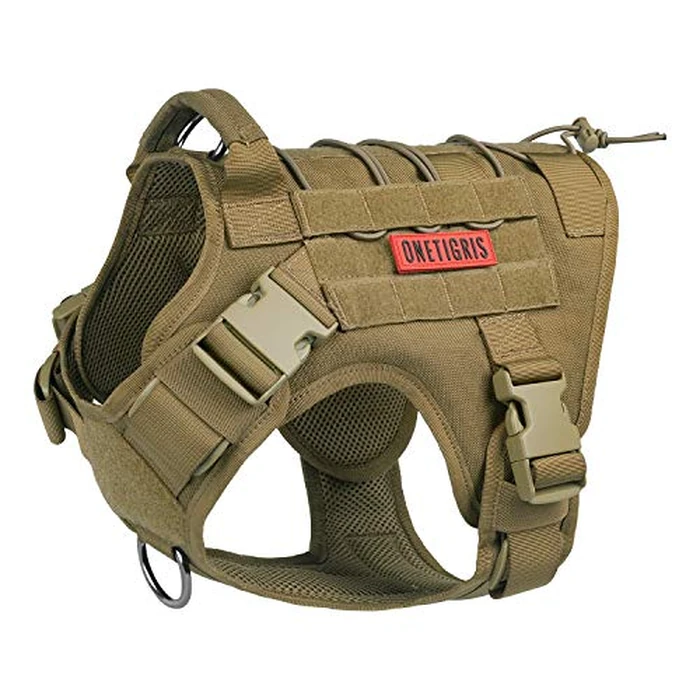 OneTigris Tactical Dog Harness for Large Dogs,No-Pull Dog Harness Vest with Hook & Loop Panels, Military Dog Harness Adjustable Dog Vest Harness for Walking Hiking Training (Coyote Brown,Medium) by OneTigris - Used - Acceptable condition - CA$18.48