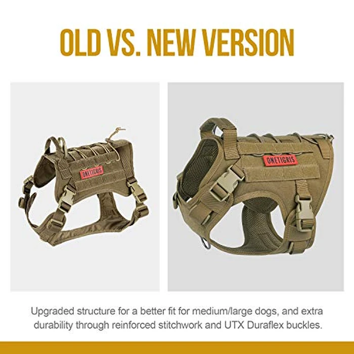 OneTigris Tactical Dog Harness for Large Dogs,No-Pull Dog Harness Vest with Hook & Loop Panels, Military Dog Harness Adjustable Dog Vest Harness for Walking Hiking Training (Coyote Brown,Medium) by OneTigris - Image 3
