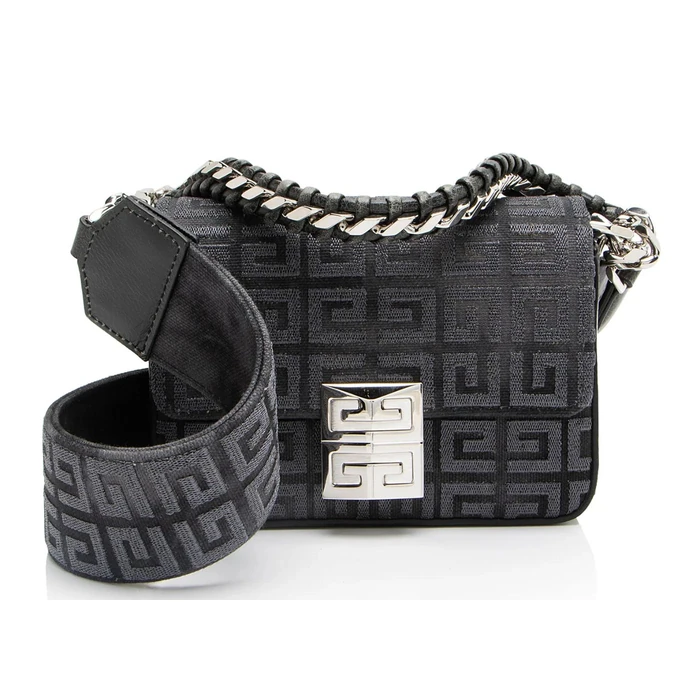 Givenchy 4G Embroidered Canvas 4G Small Shoulder Bag - Canvas - Blue by Givenchy - Refurbished - Excellent condition