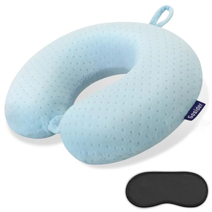 Gosider Travel Neck Pillow Memory Foam Pillow Support Pillow U Shape Compact & Lightweight Neck Pillow for Sleeping Travel for Plane, Car, Home, Office Camping Light Blue by Gosider - Used - Like New condition - US$8.99