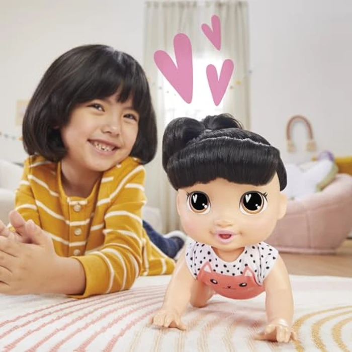 Baby Alive Crawl 'n Play Katie Kat Electronic Crawling Baby Doll Set, Black Hair, Kids Toys for Girls & Boys 3 Years & Up, 10.75 Inches by Baby Alive - Image 8
