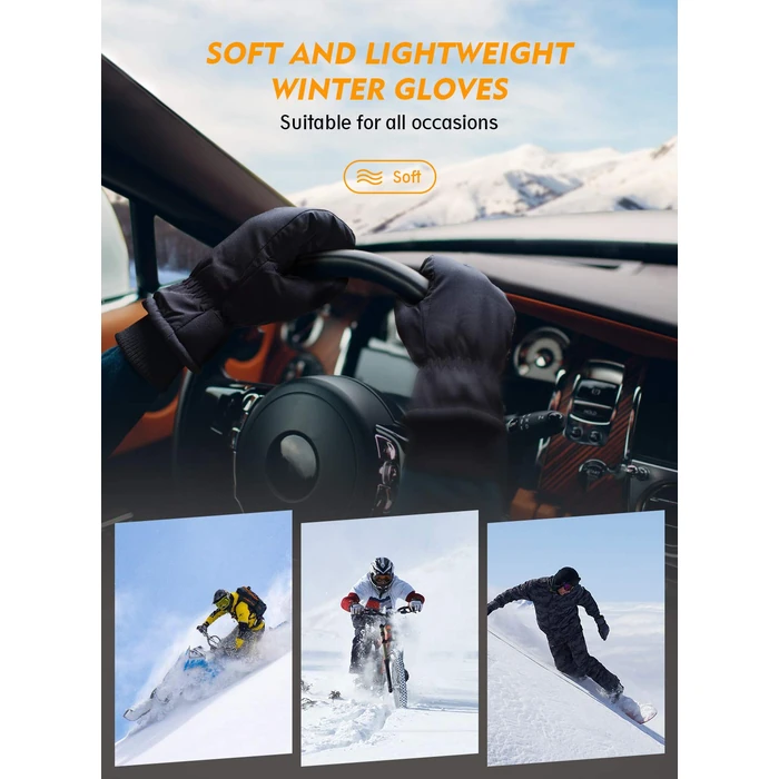 TRENDOUX Winter Gloves for Men, Water Resistance Women 3M Thinsulate, Outdoor Skiing Hiking Touchscreen, Windproof Cuff, Thick Thermal Wicking Insert, Snowboard Snow Running (Black L) by TRENDOUX - Image 6