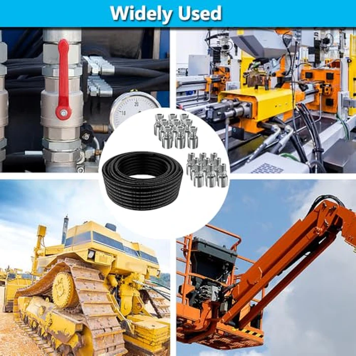 50Ft 3/8 Hydraulic Hose with 10Pcs 3/8" JIC 37 degrees Female and 10Pcs 3/8 inch NPTF Male Hydraulic Hose Fittings W.P.53MPa / 7685PSI by CAMUUN - Image 6