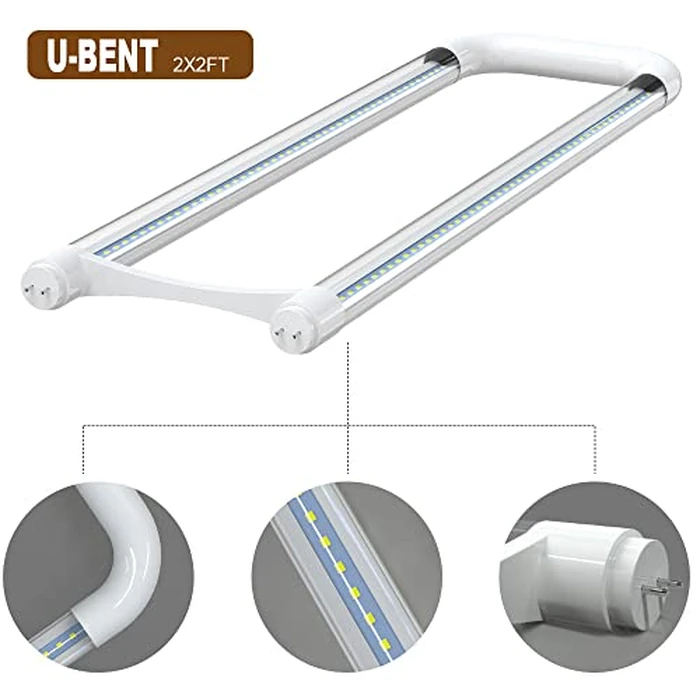 Romwish U Bend LED Tube Light, T8 T12, 18W(40W Equivalent), 5000K Daylight, 2400LM, Fluorescent Light Tube Replacement, Remove Ballast, Dual-Ended Powered, G13 Base, 10 Pack, ETL by Romwish - Image 2