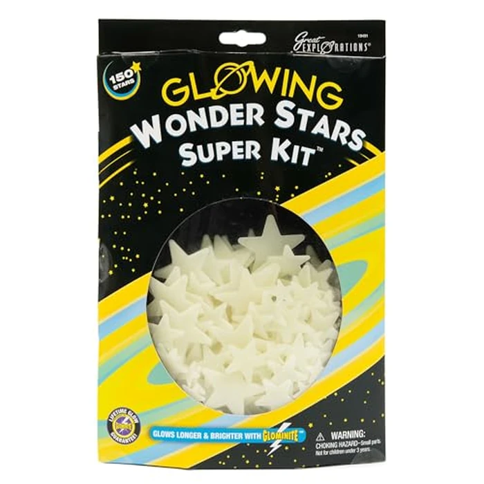 Great Explorations: Wonder Stars Super Kit, Glow In The Dark Ceiling Stars. 150 Pieces In 4 Sizes Reusable Sizes by University Games - Used - Like New condition