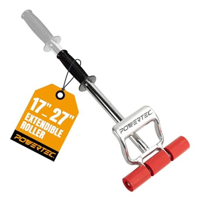 POWERTEC Extendable Floor and Wall Roller for Vinyl Flooring, Tile & Linoleum Roller with Extendable 17" to 27" Handle, 7.5" Wide for LVP, Veneer, Carpet, Wall Coverings, 1PK (71033V) by POWERTEC - Used - Very Good condition - US$23.39